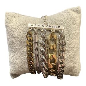 Jenny Bird Mixed Metal Chain Bracelet Multi-Strand Statement Silver & Gold JB7